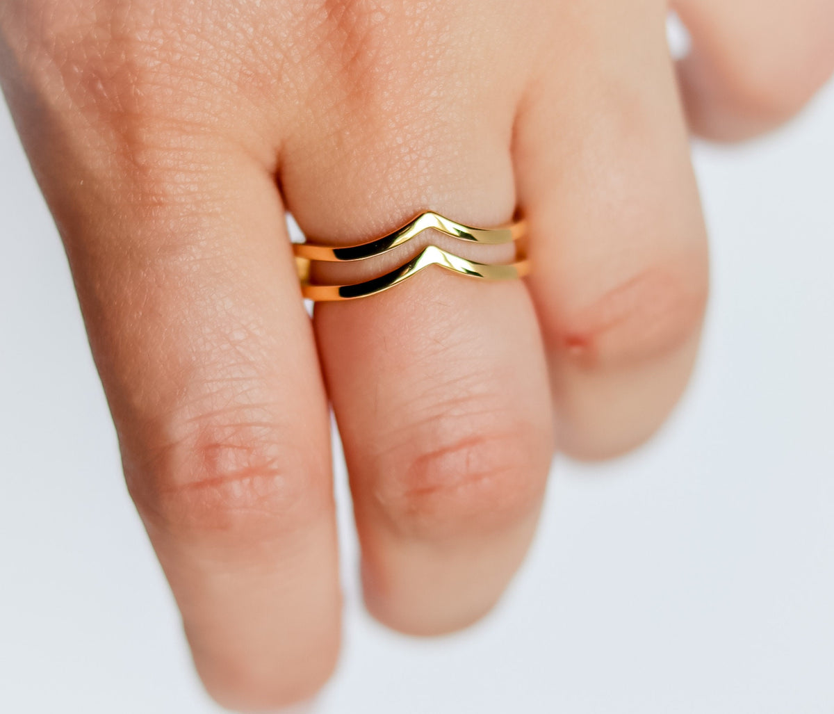 Double Wishbone Ring | Stackable Wishbone Ring | Chevron Ring | Double Layer Ring | Gold Minimalist Ring | Stacking Ring | Ring For women
