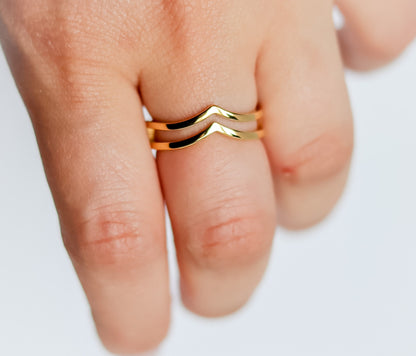 Double Wishbone Ring | Stackable Wishbone Ring | Chevron Ring | Double Layer Ring | Gold Minimalist Ring | Stacking Ring | Ring For women
