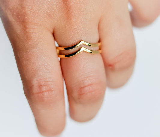 Double Wishbone Ring | Stackable Wishbone Ring | Chevron Ring | Double Layer Ring | Gold Minimalist Ring | Stacking Ring | Ring For women