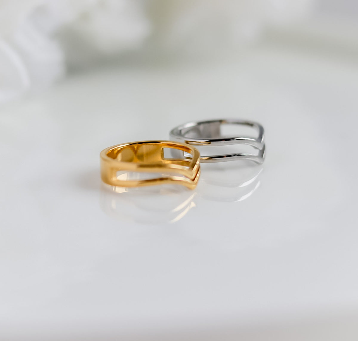 Double Wishbone Ring | Stackable Wishbone Ring | Chevron Ring | Double Layer Ring | Gold Minimalist Ring | Stacking Ring | Ring For women