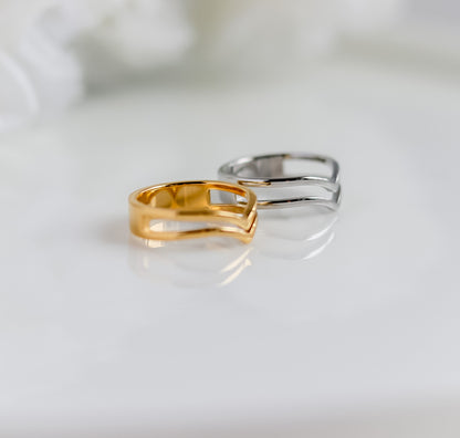 Double Wishbone Ring | Stackable Wishbone Ring | Chevron Ring | Double Layer Ring | Gold Minimalist Ring | Stacking Ring | Ring For women
