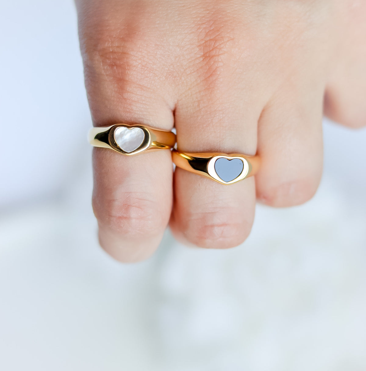 Heart Onyx Ring | Pearl Band | Heart Ring | Statement Ring | Seashell Ring | Pearl Ring | Bridesmaid I Minimalist Ring | Ring For women
