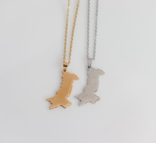 Pakistan Necklace | Engraved Pakistan Gold Necklace | Pakistan Map Pendant | Country Pride Necklace | Pakistan Pendant | Gift for Her