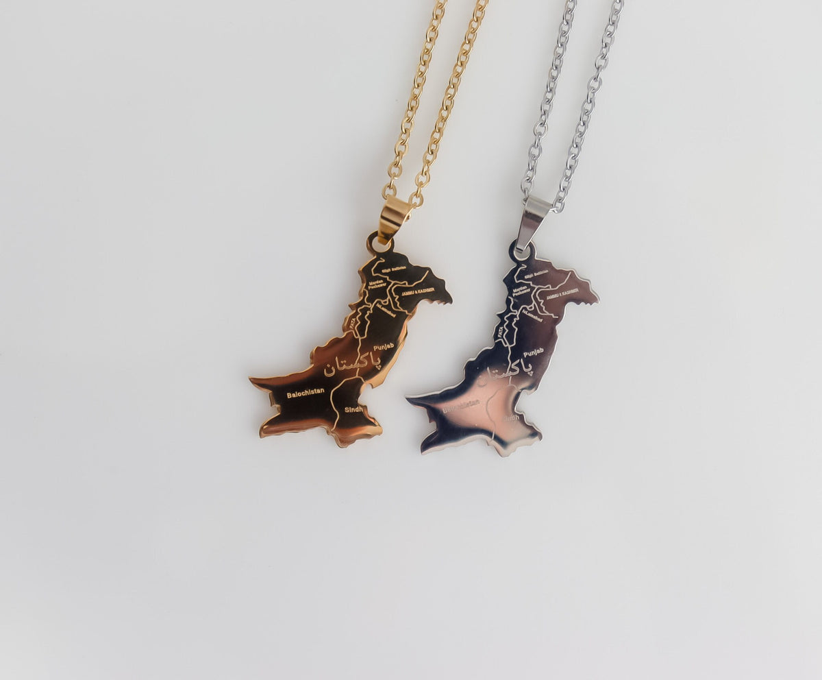 Pakistan Necklace | Engraved Pakistan Gold Necklace | Pakistan Map Pendant | Country Pride Necklace | Pakistan Pendant | Gift for Her