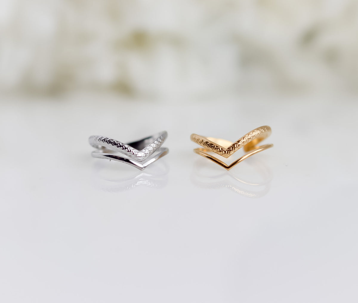 Double Wishbone Ring | Stackable Wishbone Ring | Resizable Chevron Ring | Layer Ring | Gold Minimalist Ring | Stacking Ring | Ring For women
