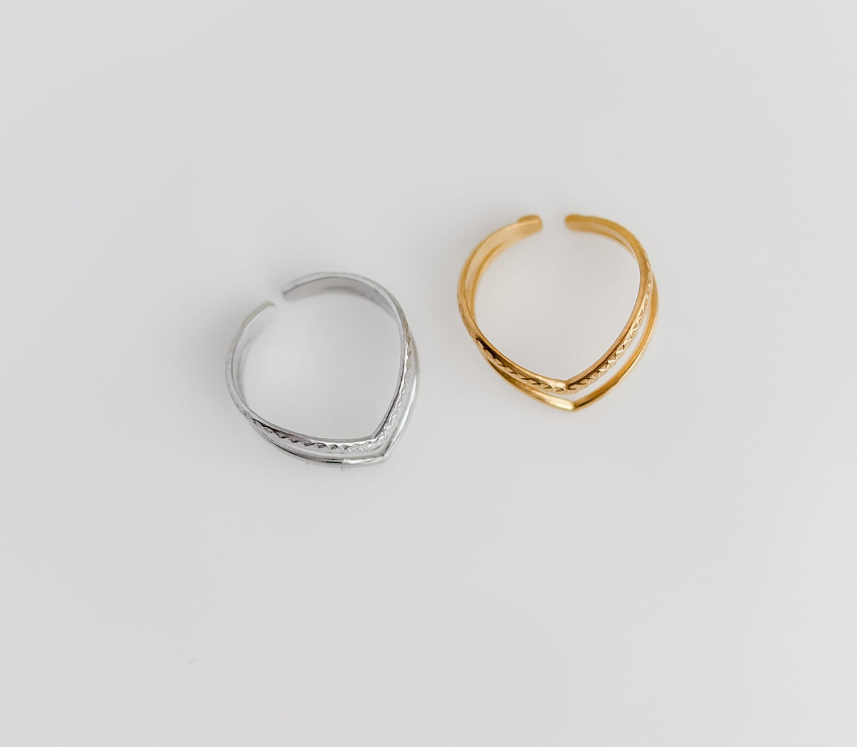 Double Wishbone Ring | Stackable Wishbone Ring | Resizable Chevron Ring | Layer Ring | Gold Minimalist Ring | Stacking Ring | Ring For women