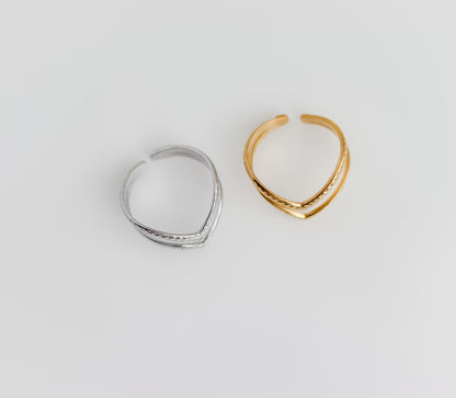 Double Wishbone Ring | Stackable Wishbone Ring | Resizable Chevron Ring | Layer Ring | Gold Minimalist Ring | Stacking Ring | Ring For women
