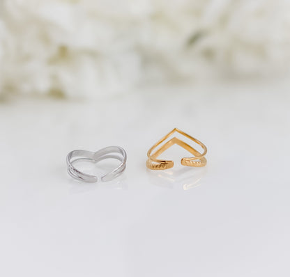 Double Wishbone Ring | Stackable Wishbone Ring | Resizable Chevron Ring | Layer Ring | Gold Minimalist Ring | Stacking Ring | Ring For women