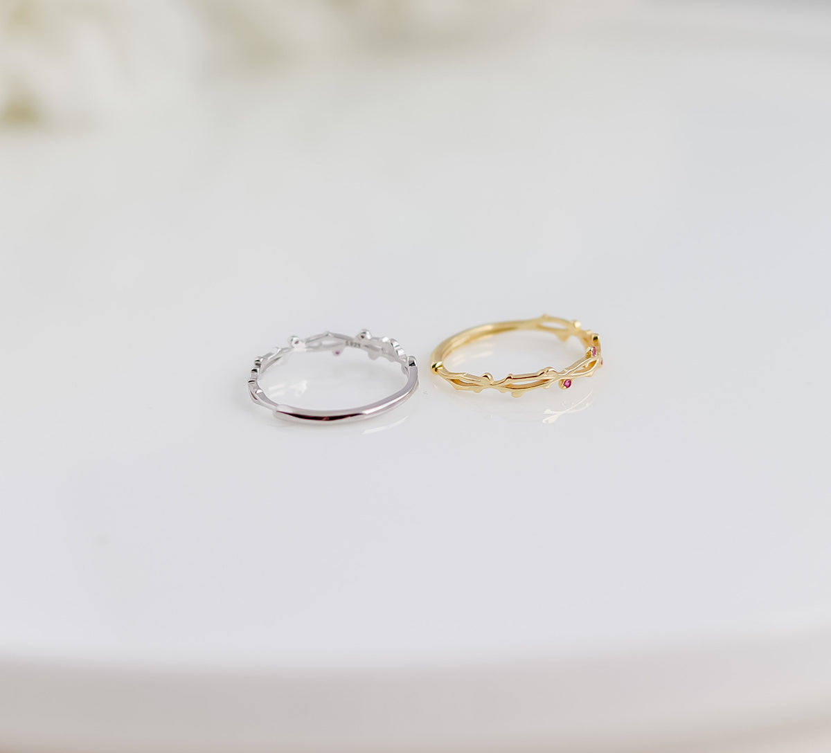 Twisted Sterling Silver Ring | Studded Ring | Branch Leaf Ring | Stackable Ring | Resizable Minimalist Ring | Ring For Women