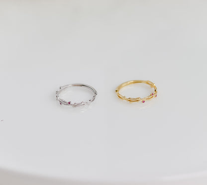 Twisted Sterling Silver Ring | Studded Ring | Branch Leaf Ring | Stackable Ring | Resizable Minimalist Ring | Ring For Women
