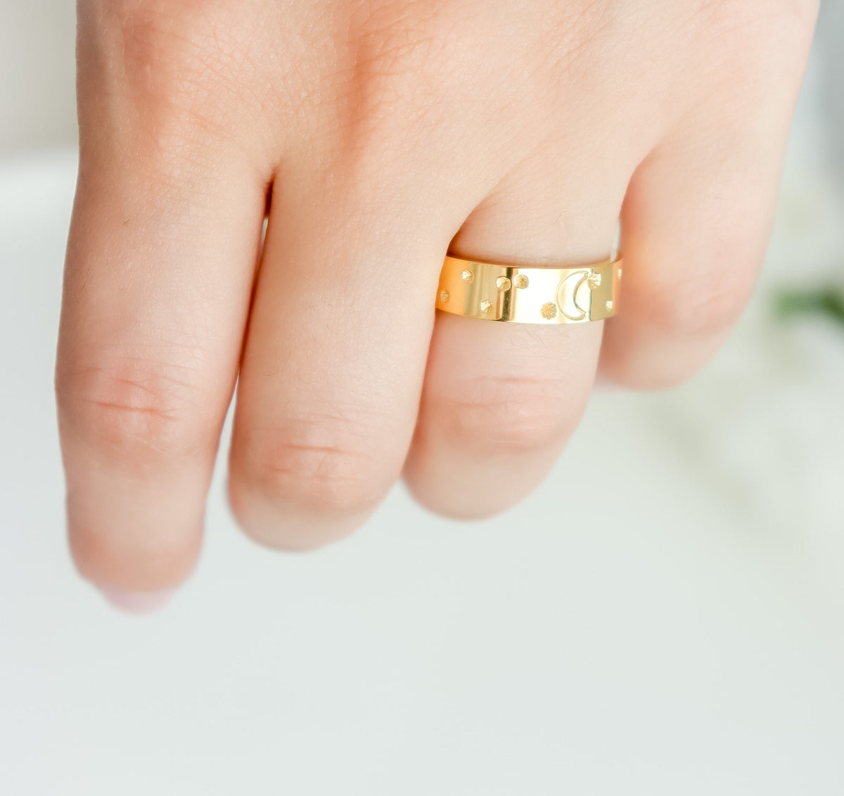 Crescent Ring | Celestial Jewelry | Solid Moon Star Ring | Gold Ring | Unisex ring | Ring For Women | Christmas Gift | Stargazer Ring