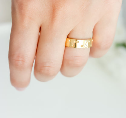Crescent Ring | Celestial Jewelry | Solid Moon Star Ring | Gold Ring | Unisex ring | Ring For Women | Christmas Gift | Stargazer Ring