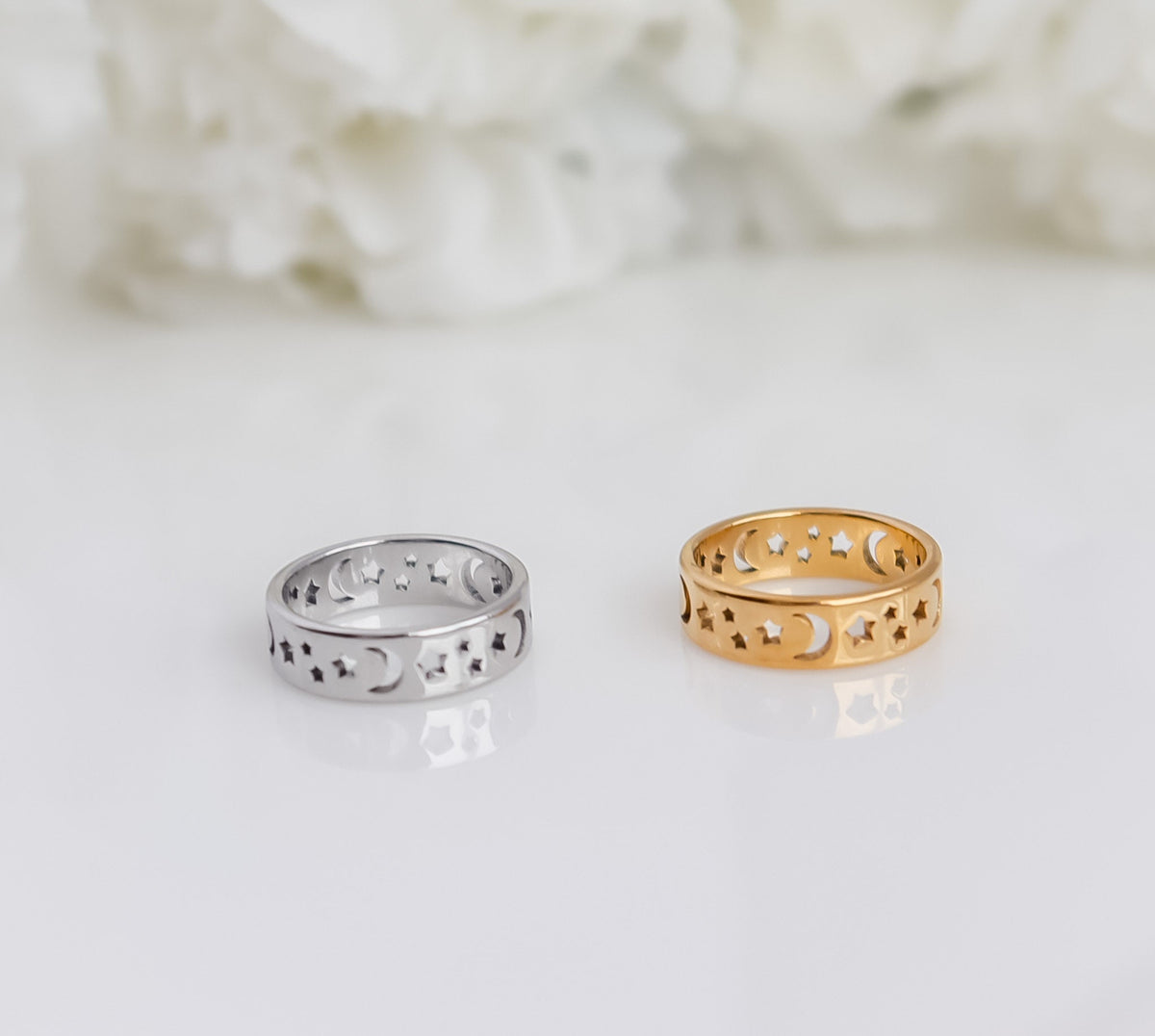 Crescent Moon Ring | Celestial Jewelry | Stargazer's Ring | Moon Star Ring | Gold Ring | Gift for Mom | Christmas Gift | His & Hers Ring