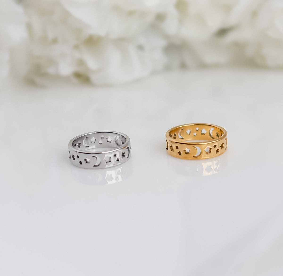 Crescent Moon Ring | Celestial Jewelry | Stargazer's Ring | Moon Star Ring | Gold Ring | Gift for Mom | Christmas Gift | His & Hers Ring