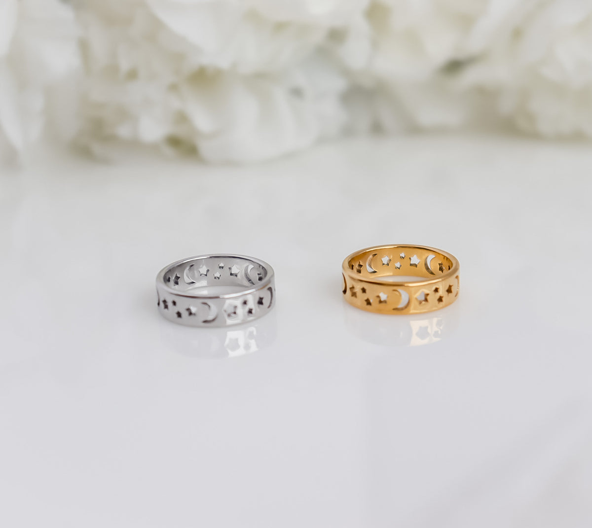 Crescent Moon Ring | Celestial Jewelry | Stargazer's Ring | Moon Star Ring | Gold Ring | Gift for Mom | Christmas Gift | His & Hers Ring