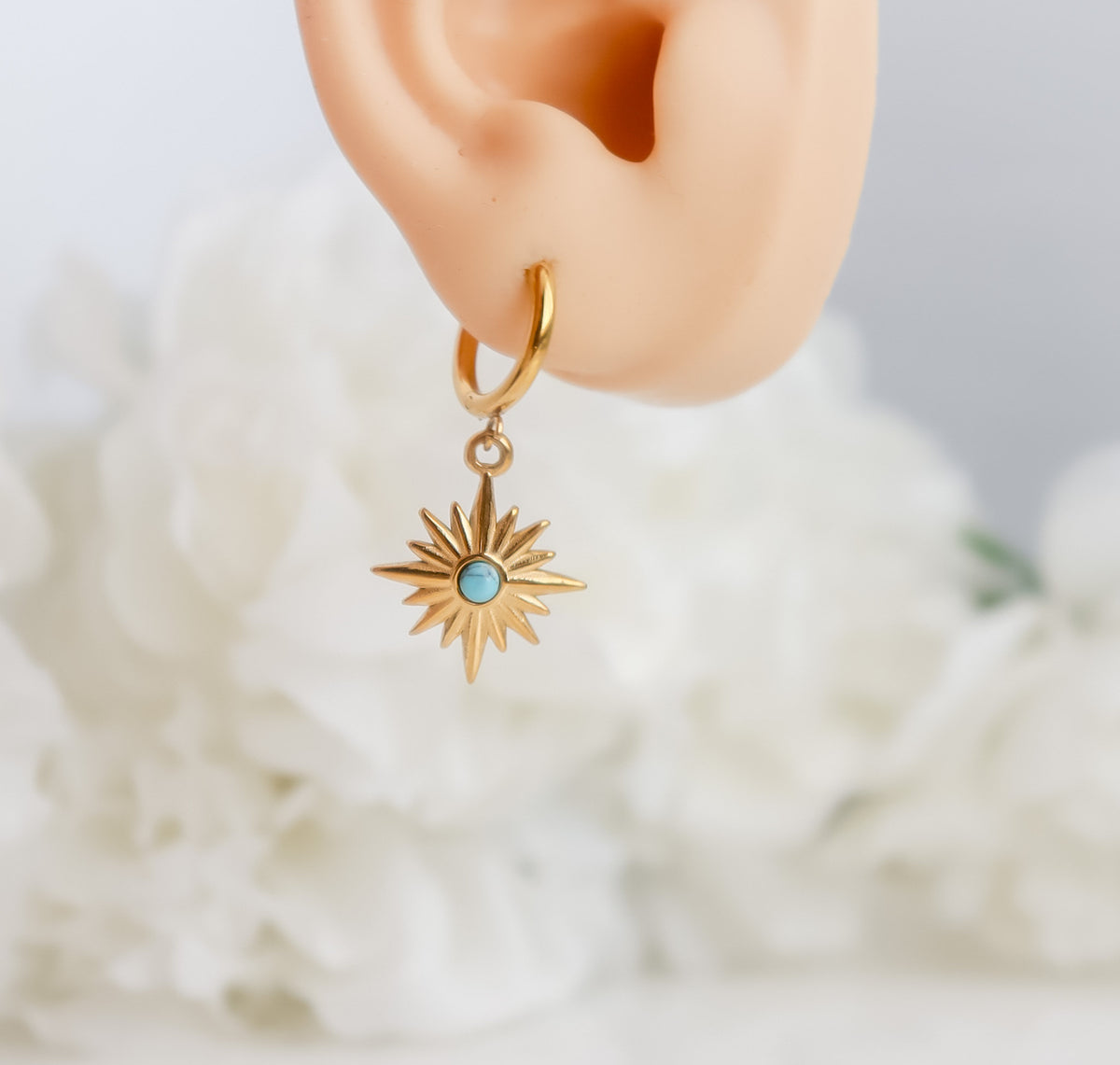 SunShine Earring I Turquoise Sun Earring | SunBurst earring I Celestial Jewelry | Bridesmaid Gifts | Gold Earring | Minimalist Earring
