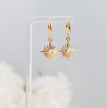 SunShine Earring I Turquoise Sun Earring | SunBurst earring I Celestial Jewelry | Bridesmaid Gifts | Gold Earring | Minimalist Earring