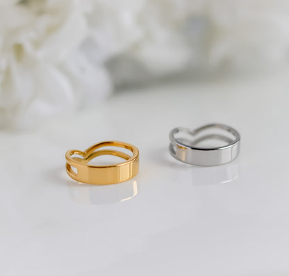 Double Wishbone Ring | Stackable Wishbone Ring | Chevron Ring | Double Layer Ring | Gold Minimalist Ring | Stacking Ring | Ring For women