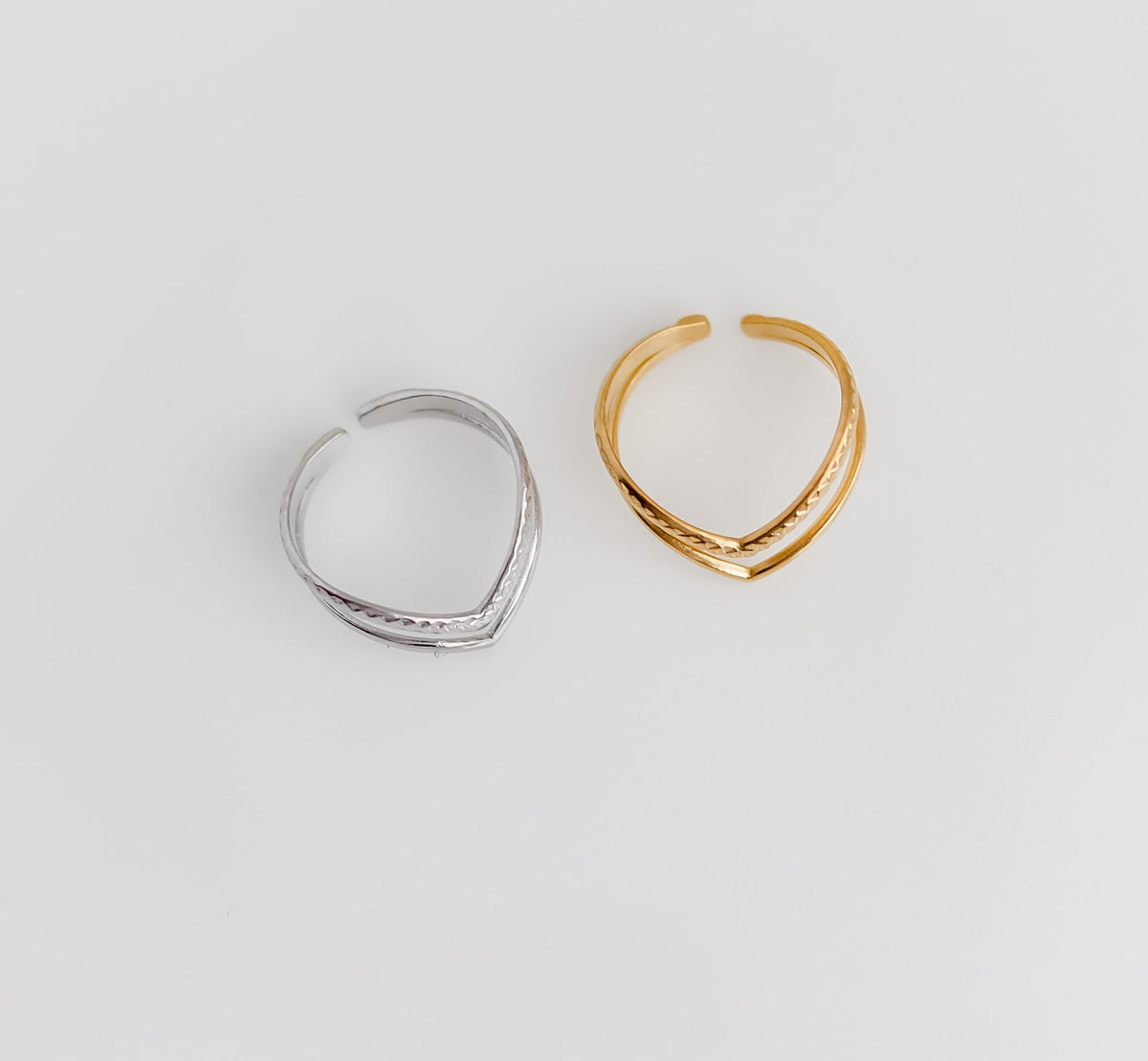 Double Wishbone Ring | Stackable Wishbone Ring | Resizable Chevron Ring | Layer Ring | Gold Minimalist Ring | Stacking Ring | Ring For women