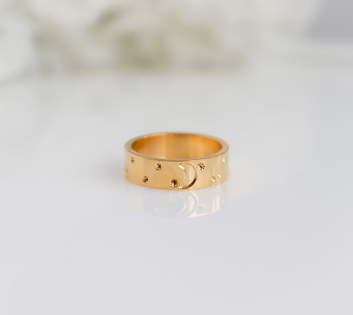 Crescent Ring | Celestial Jewelry | Solid Moon Star Ring | Gold Ring | Unisex ring | Ring For Women | Christmas Gift | Stargazer Ring