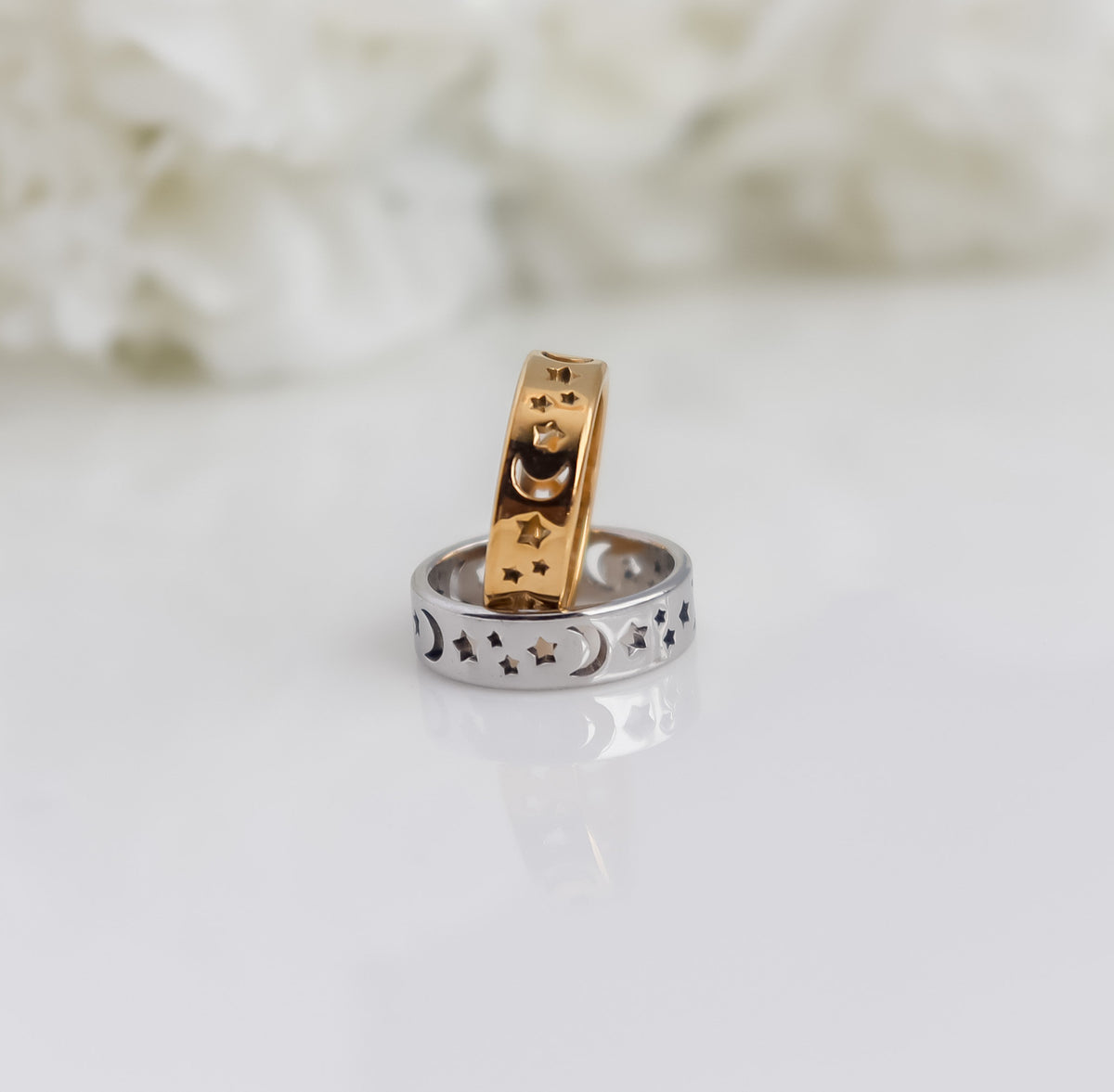 Crescent Moon Ring | Celestial Jewelry | Stargazer's Ring | Moon Star Ring | Gold Ring | Gift for Mom | Christmas Gift | His & Hers Ring