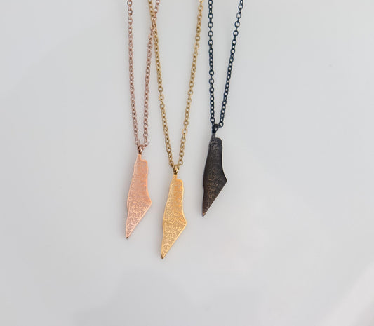 Palestine Necklace | Palestine Map Necklace with Arabic Calligraphy | Country Pride Necklace | Eid Gift