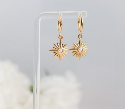 SunShine Earring I Turquoise Sun Earring | SunBurst earring I Celestial Jewelry | Bridesmaid Gifts | Gold Earring | Minimalist Earring