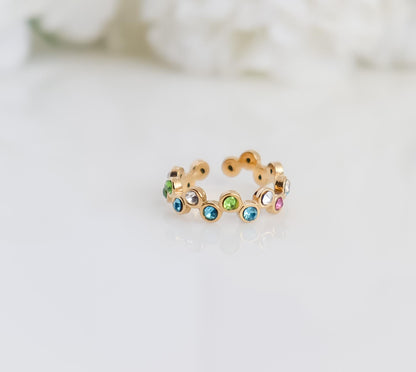 Gemstone Ring | Circle Zirconia Ring | Crystal Ring | Celestial Jewelry | Studded Ring | Resizable Ring | Statement Ring | Ring For Her