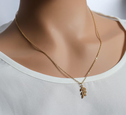 Leaf Necklace | Olive Branch Pendant | Delicate Layering | Leaf Pendant | Minimalist Wedding Jewelry | Bridal Shower Gift