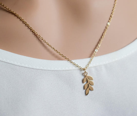 Leaf Necklace | Olive Branch Pendant | Delicate Layering | Leaf Pendant | Minimalist Wedding Jewelry | Bridal Shower Gift