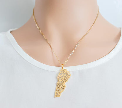 Lebanon Necklace | Lebanon Map Necklace | Libanan Necklace | Country Pride Necklace | Christmas gift | Lebanon Country Map