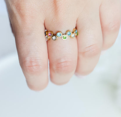 Gemstone Ring | Circle Zirconia Ring | Crystal Ring | Celestial Jewelry | Studded Ring | Resizable Ring | Statement Ring | Ring For Her