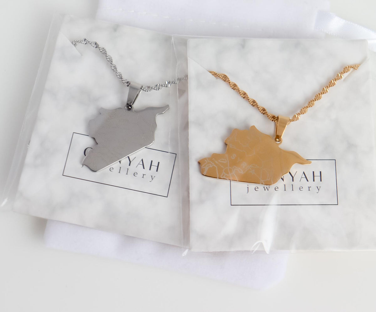 Syria Necklace | Suria Necklace | Syria Map Necklace | Country Pride Necklace | Minimalist Wedding Jewelry | Eid Gift I Syria Country Map