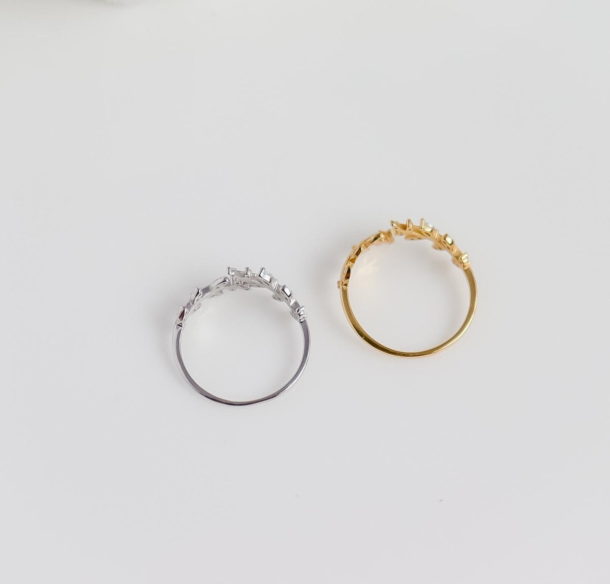 Leaf Ring | Crystal Leaf Ring | Sterling Silver | Resizable Simple Ring | Minimalist Ring | Bridesmaid Gifts I Minimalist Ring for Stacking