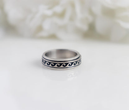 Fidget Ring I Sea Wave Ring I Sun Ring | Rotating Ring | Spinner Ring | Bridesmaid Gifts I Minimalist Ring | Unisex Ring