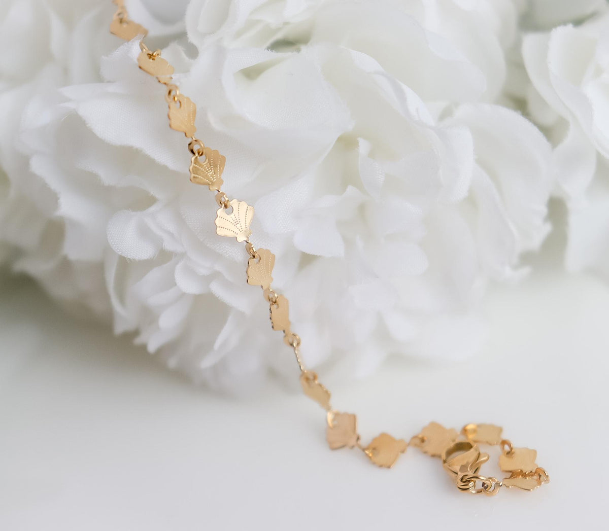 Sea Shell Bracelet I Sea Shell Link Bracelet | Gold Bracelet | Gifts for Her | Sunshine Bracelet | Handmade Bracelet I Christmas Gift