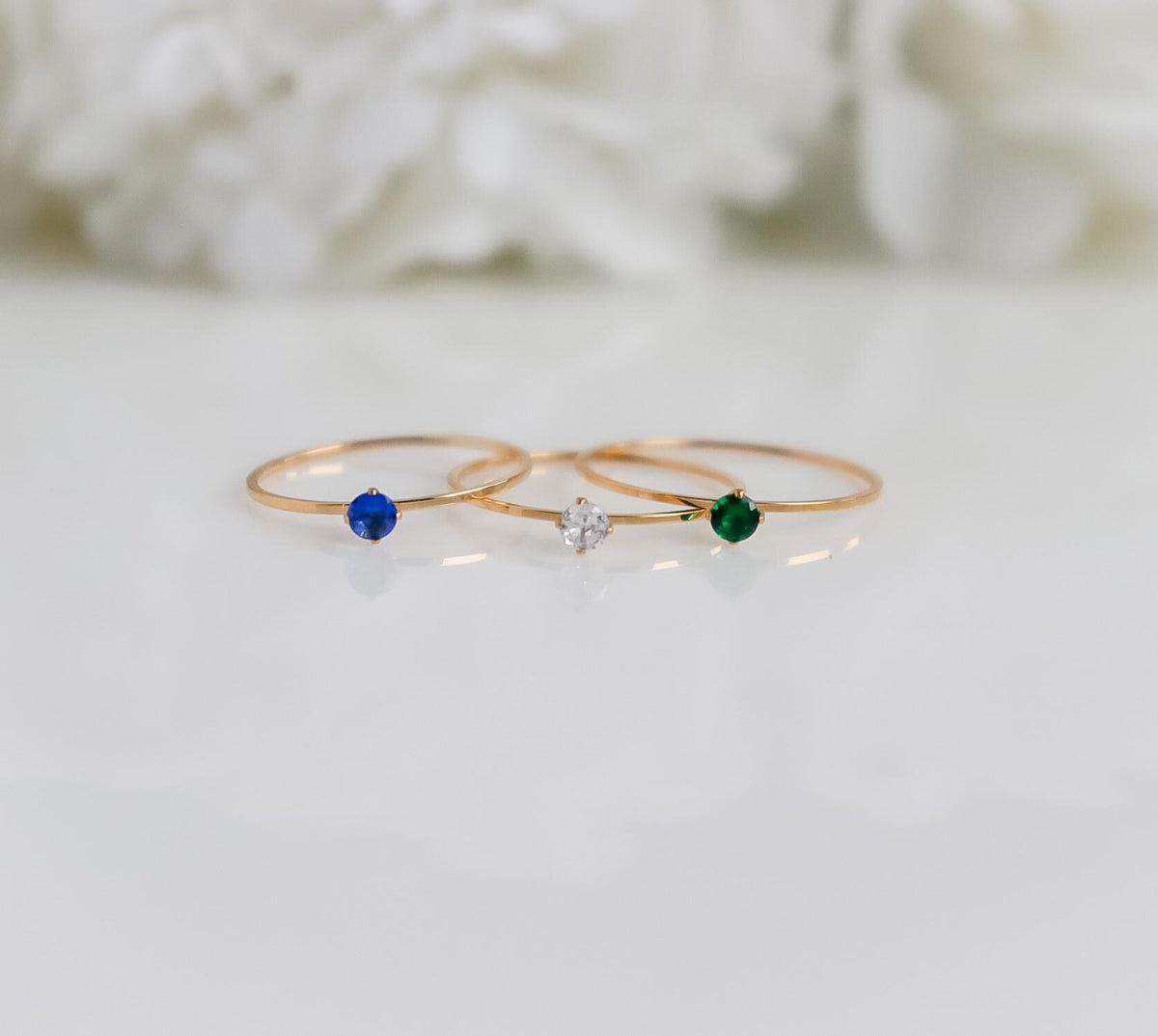 Round Crystal Ring | Studded Ring | Gem Stone Ring | Zircon Ring | Thin Gold Minimalist Ring for Stacking | Ring For women | Christmas Gift