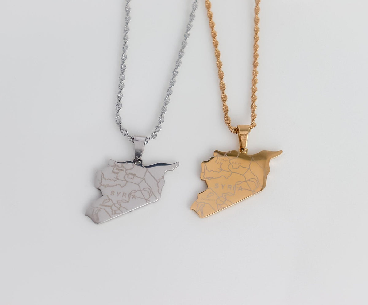 Syria Necklace | Suria Necklace | Syria Map Necklace | Country Pride Necklace | Minimalist Wedding Jewelry | Eid Gift I Syria Country Map