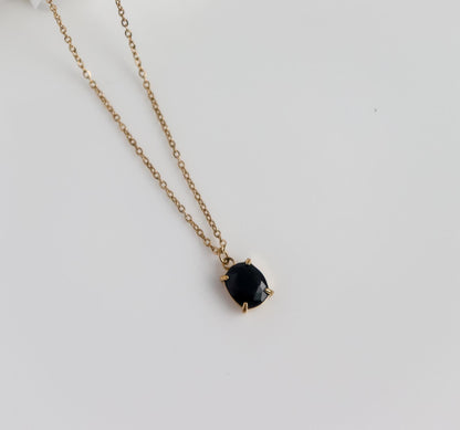 Black Pendant Necklace I Statement Black Enamel I Delicate Layering I Minimalist Wedding Jewelry I Bridal Shower Gift I Oval Onyx Necklace