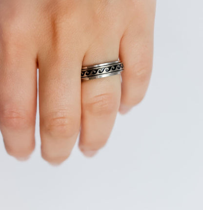 Fidget Ring I Sea Wave Ring I Sun Ring | Rotating Ring | Spinner Ring | Bridesmaid Gifts I Minimalist Ring | Unisex Ring
