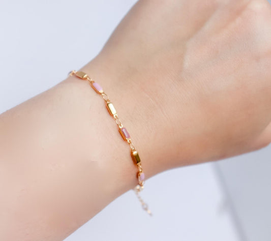 Pink Tennis Bracelet | Gemstone Bracelet | Gothic Jewelry | Girlfriend Gift | Minimal Bracelet | Christmas Gift | Cubic Zirconia Bracelet