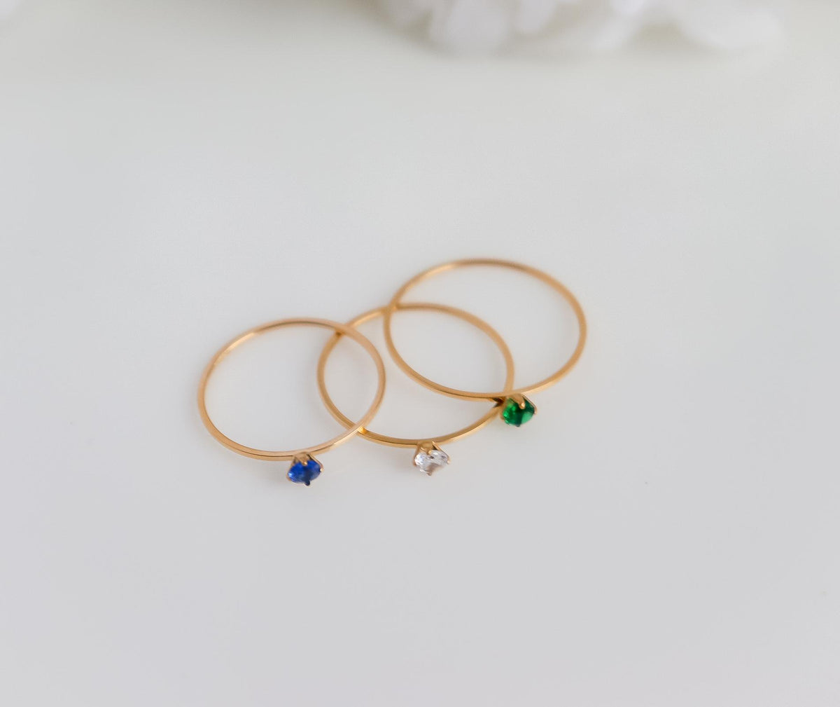 Round Crystal Ring | Studded Ring | Gem Stone Ring | Zircon Ring | Thin Gold Minimalist Ring for Stacking | Ring For women | Christmas Gift