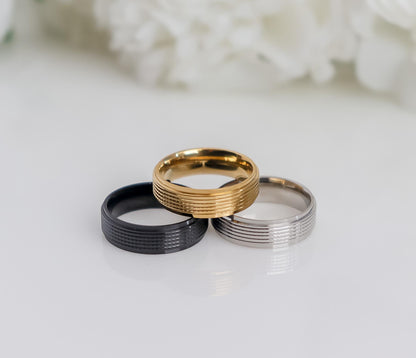 Lined Ring | Gold Ring | Unisex ring | Ring For Women | Christmas Gift | Stargazer Ring | Textured Ring | Simple Ring