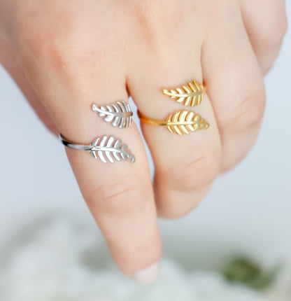 Leaf Ring | Feather Ring | Gold Ring | Leaf Signet Ring | Stackable Ring | Resizable Ring | Gift for Her | Ring For Her | Christmas Gift