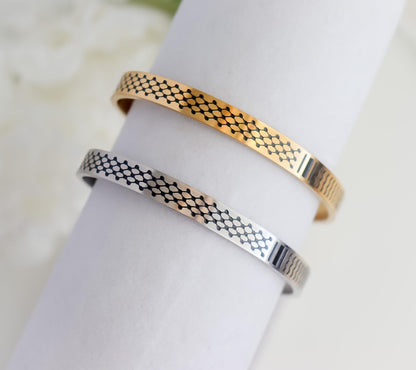 keffiyeh Bangel | Palestine Cuff | Palestine Scarf Cuff | Palestine Map Bangel with Keffiyeh | Country Pride Jewelry | Eid Gift