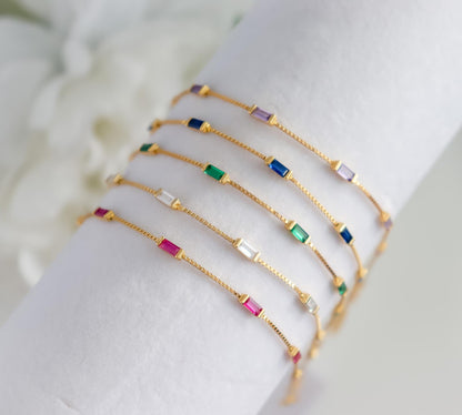 Emarald Tennis Bracelet I Tennis Bracelet, Gold Tennis Bracelet, Diamond Bracelet, Dainty Bracelet, Gift for Her, CZ Tennis Bracelet