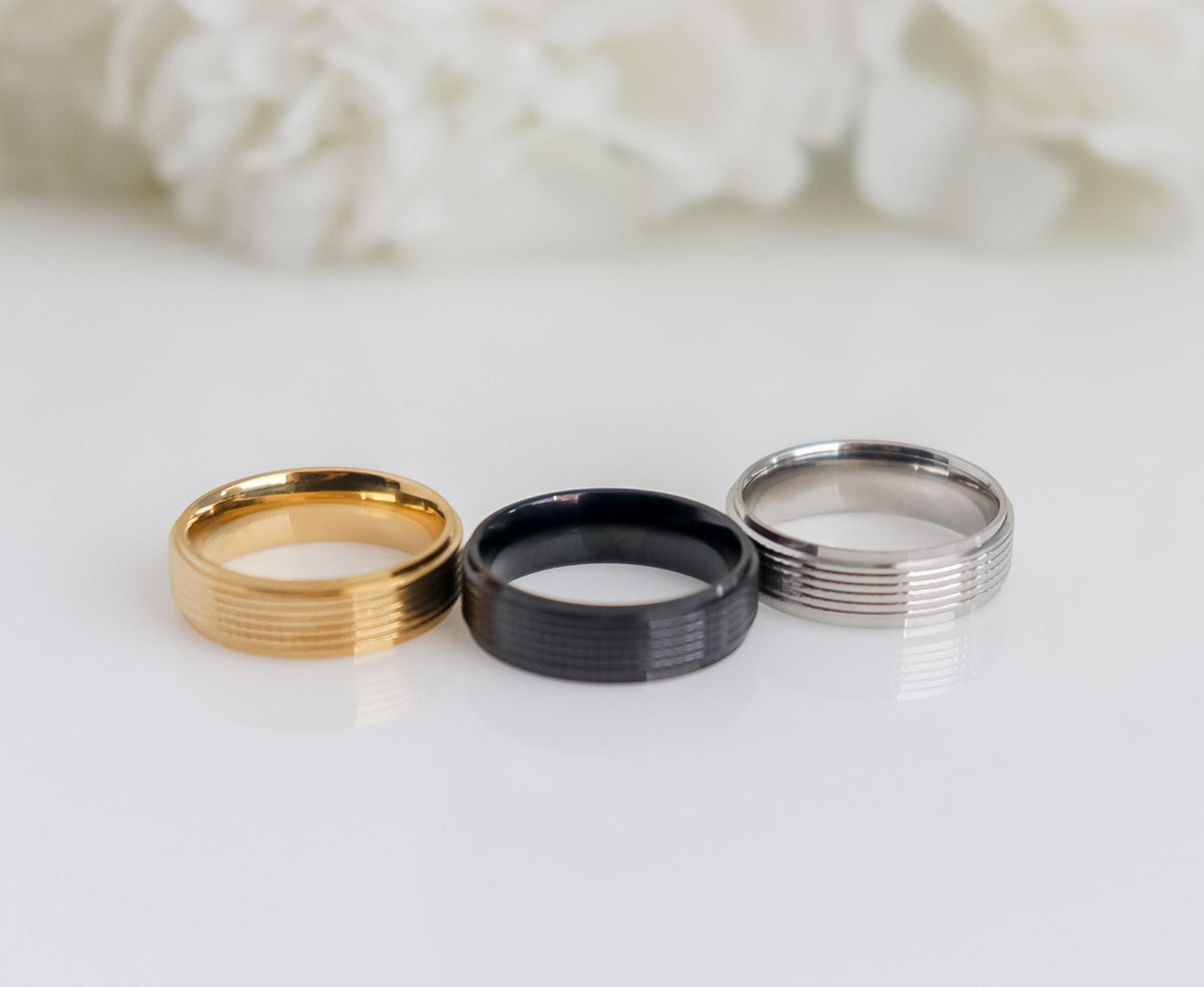 Lined Ring | Gold Ring | Unisex ring | Ring For Women | Christmas Gift | Stargazer Ring | Textured Ring | Simple Ring
