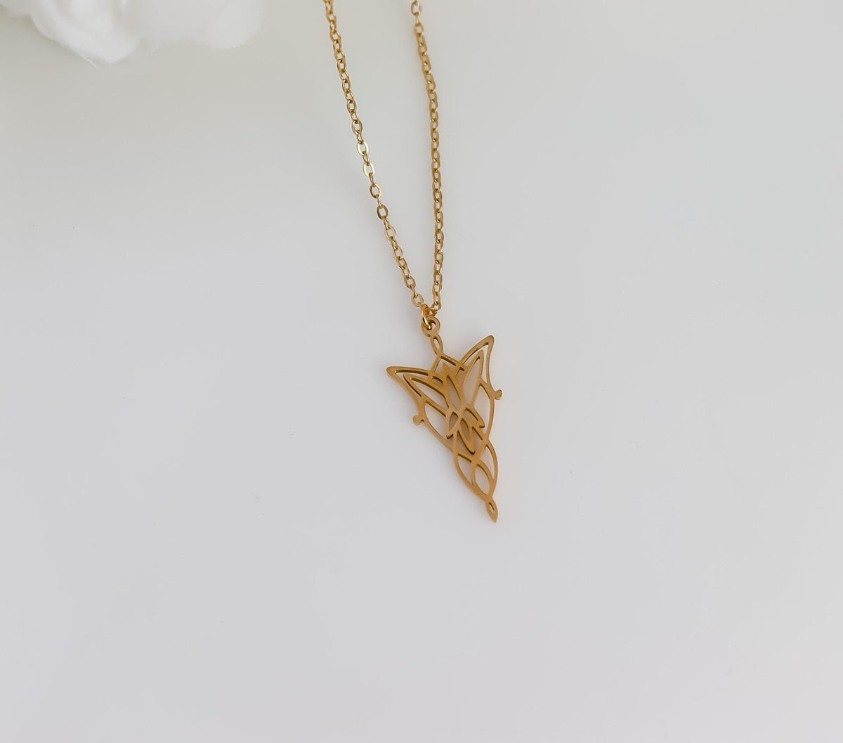 Arwen Eflique Evenstar Lotr Minimalist Necklace | Fair Tale Princess Pendant with Thiny Chain | Gift For Elvis Queen Lover Jewelry