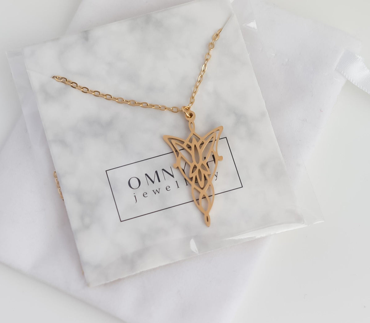 Arwen Eflique Evenstar Lotr Minimalist Necklace | Fair Tale Princess Pendant with Thiny Chain | Gift For Elvis Queen Lover Jewelry