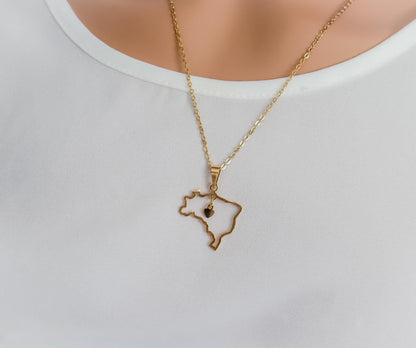 Brazil Necklace | Brazil Map Necklace | Country Pride Necklace I Minimalist Jewelry I Brasil Necklace I Brazil Country Map | Brasil Pendant